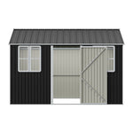 12x10ft Outdoor Metal Storage Shed With Apex Roof Lockable Doors, 2 Transparent Windows & 4 Ventilation Panels