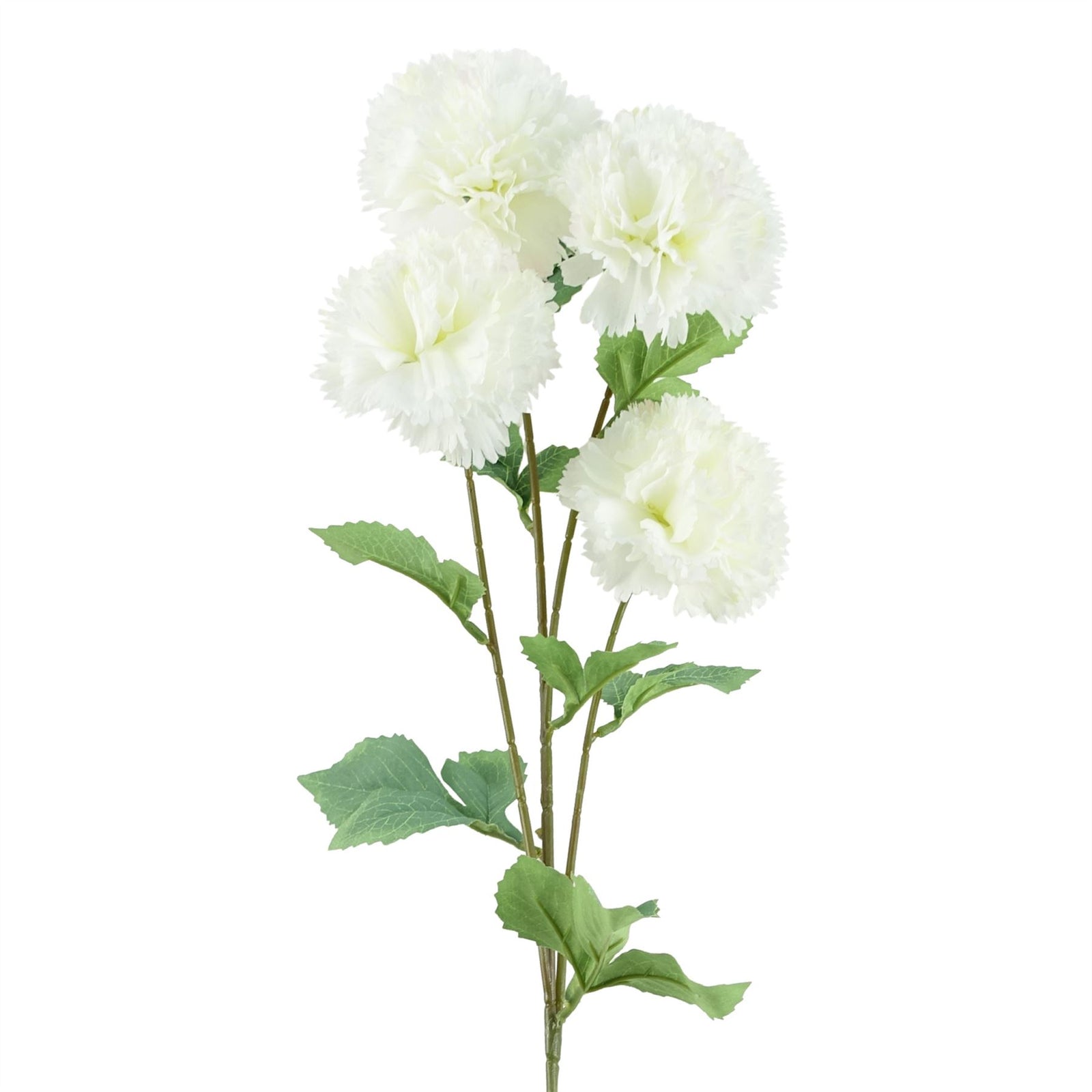 6 X 70cm White Artificial Carnation Stem - 24 Flowers