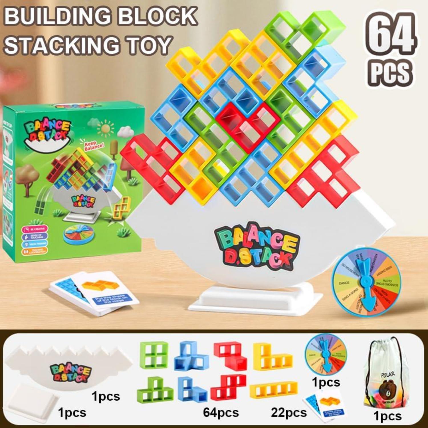 Dyzi Balance Tower Stacking Game 73 Piece Family Tabletop Toy Set