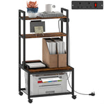 4-tier Mobile Printer Stand With Power Outlets For Home Office