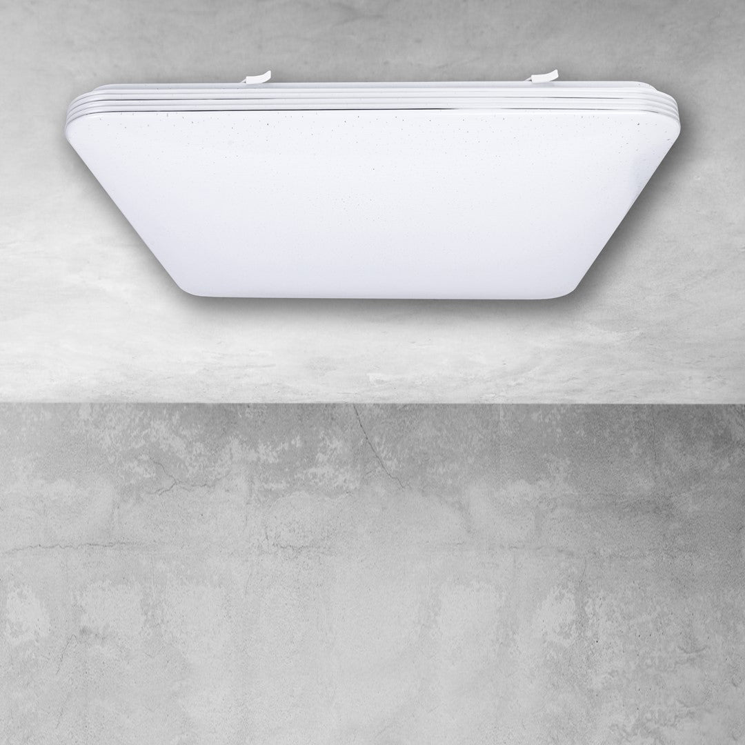 Palermo Modern White Led Ceiling Lamp Included Remote With Adjustable Brightness And Colour Temperature | 53cm | White