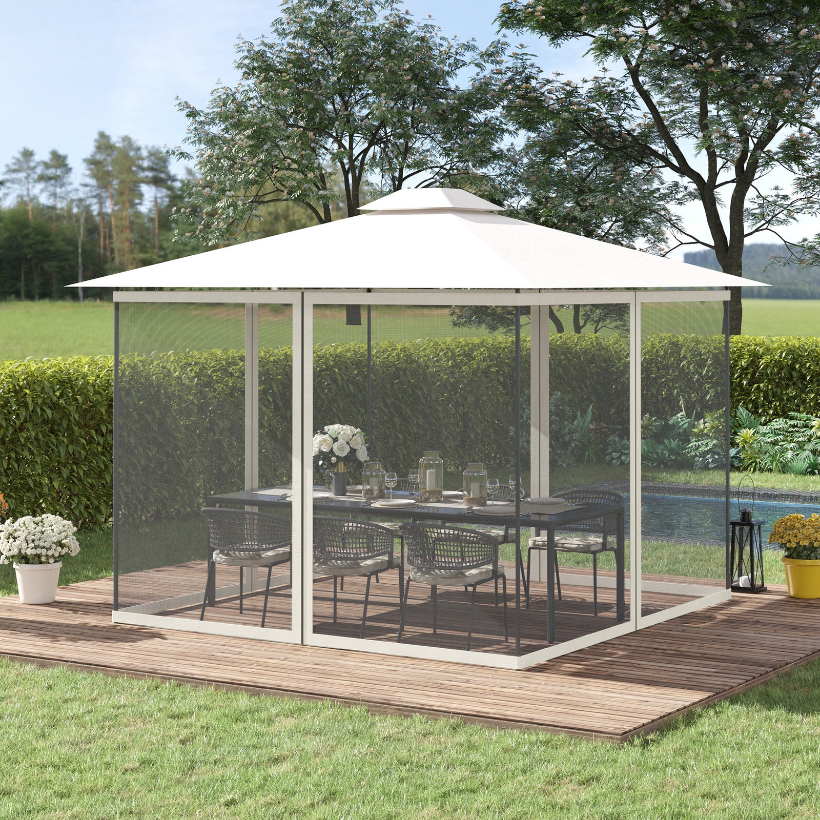 302 X 207cm Universal Replacement Gazebo Mesh Netting Screen