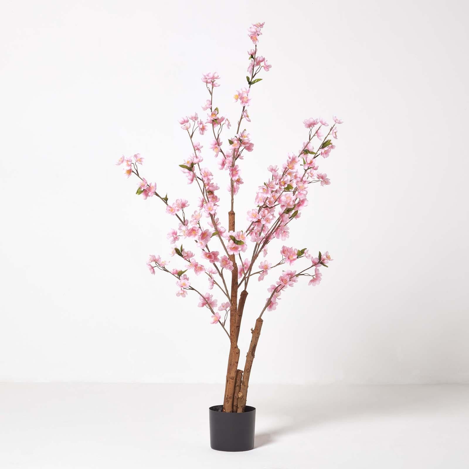 HOMESCAPES Artificial Blossom Tree With Pink Silk Flowers 130 Cm (4’2”)