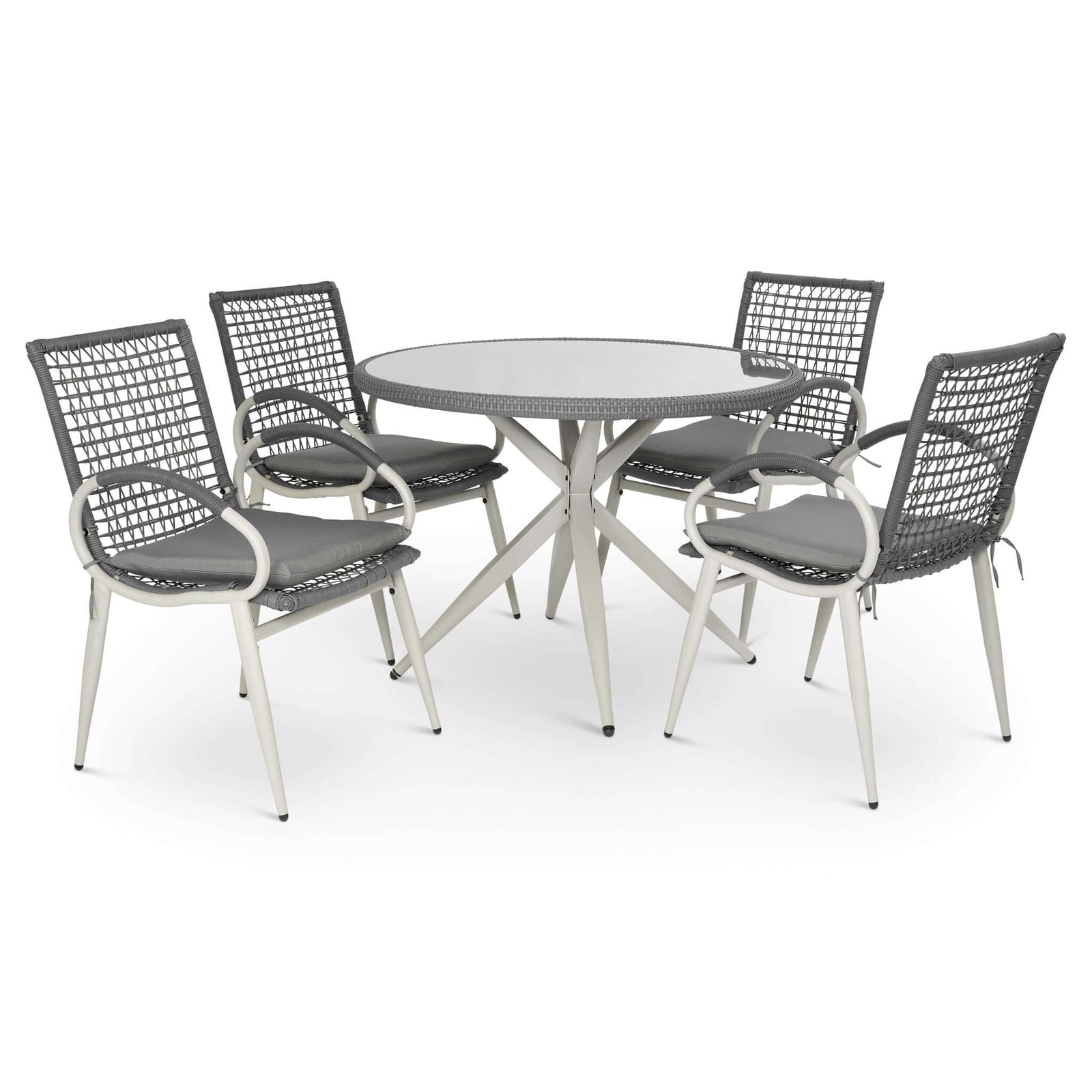 5-piece Rattan Outdoor Dining Set | Grey