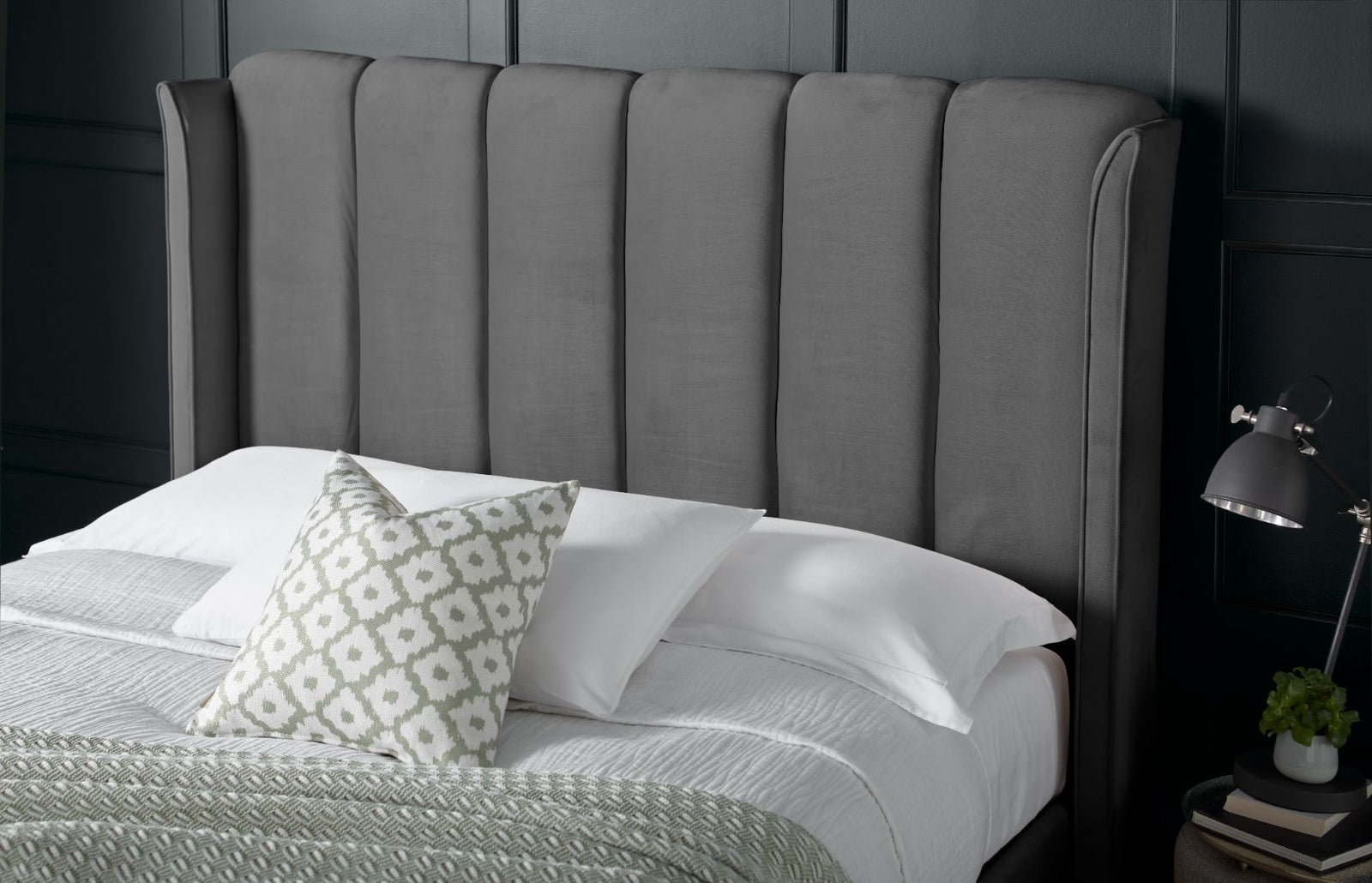 Aurora Velvet Ottoman Bed | King | Grey