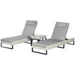 3pc Rattan Sun Lounger Set W/ Cushions