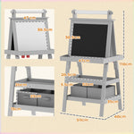 Double-sided Art Easel For Kids W/ Paper Roll, Storage Baskets | Grey
