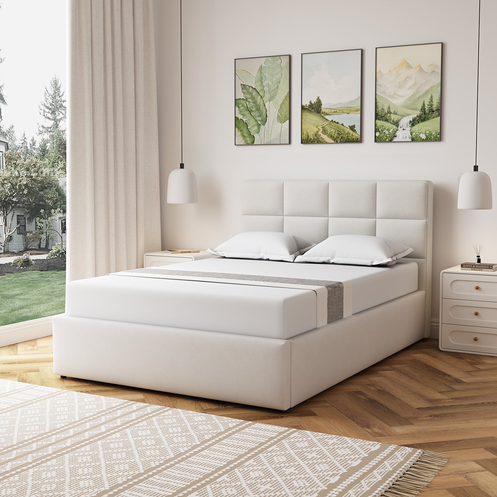 Richwood Fabric Ottoman Bed Frame | Double | Beige
