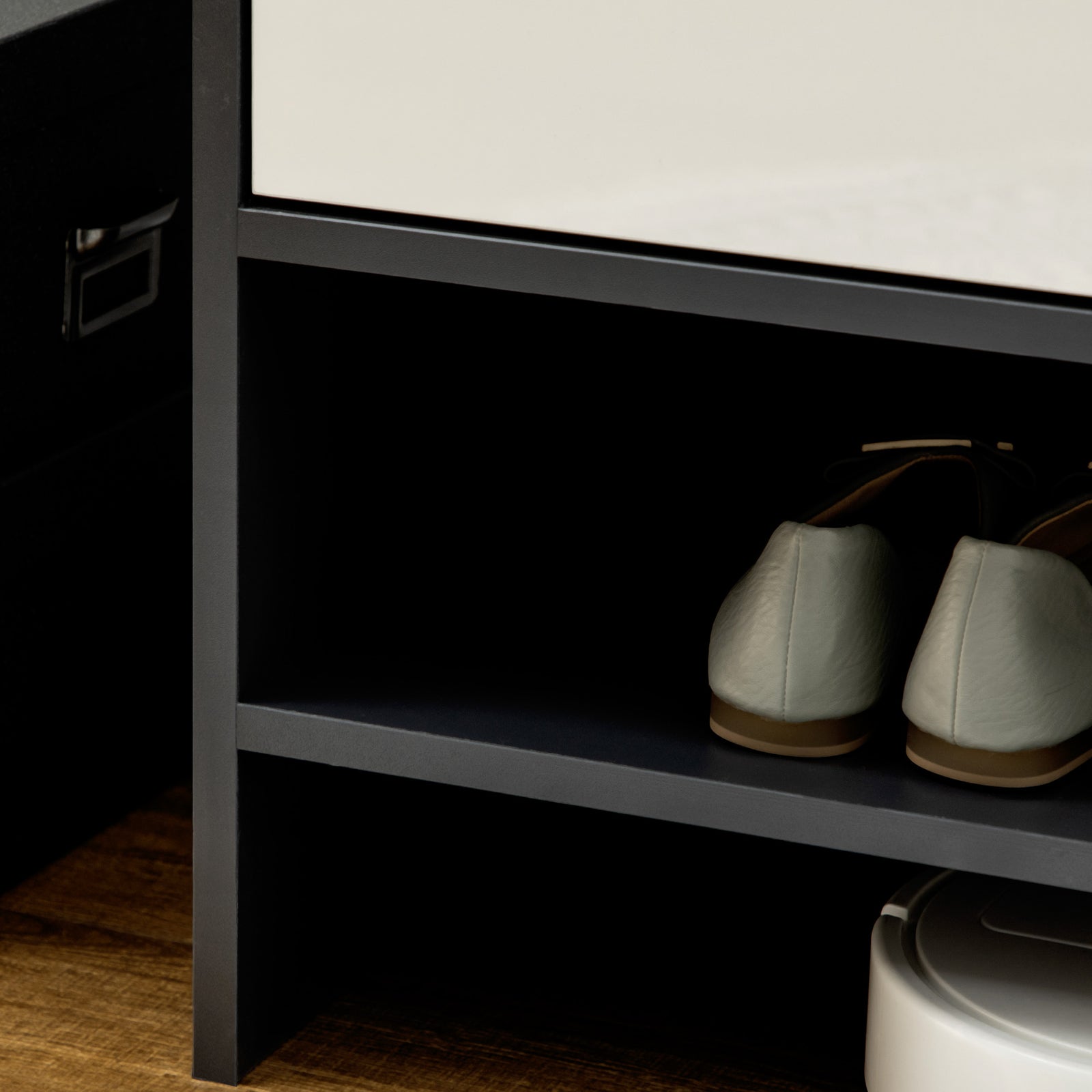 Storage Cabinet With High Gloss White Doors For 15/19 Pairs | Large