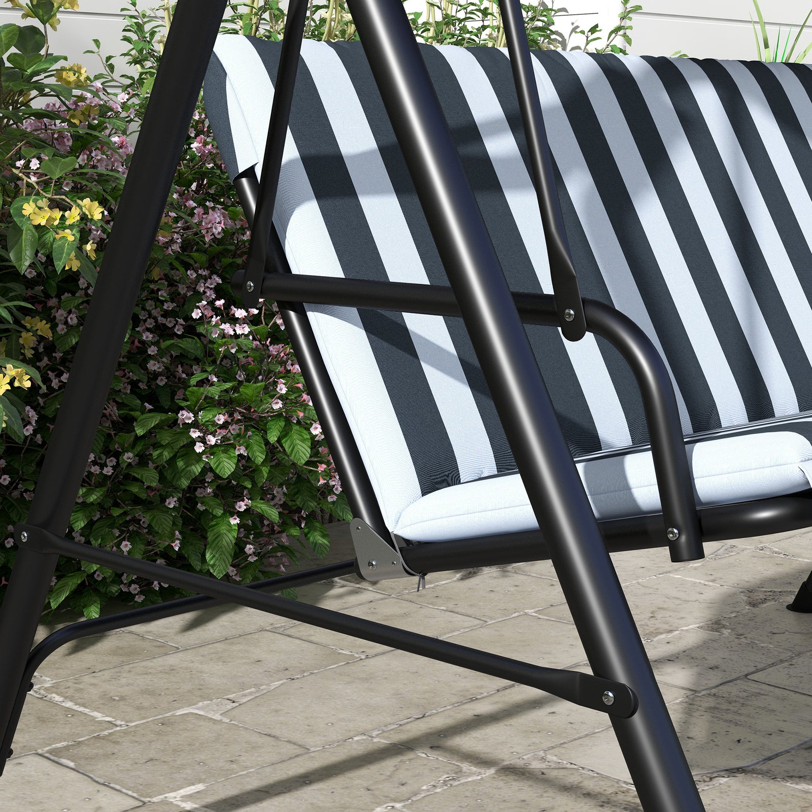 3-seat Swing Chair Garden Swing Seat W/ Adjustable Canopy