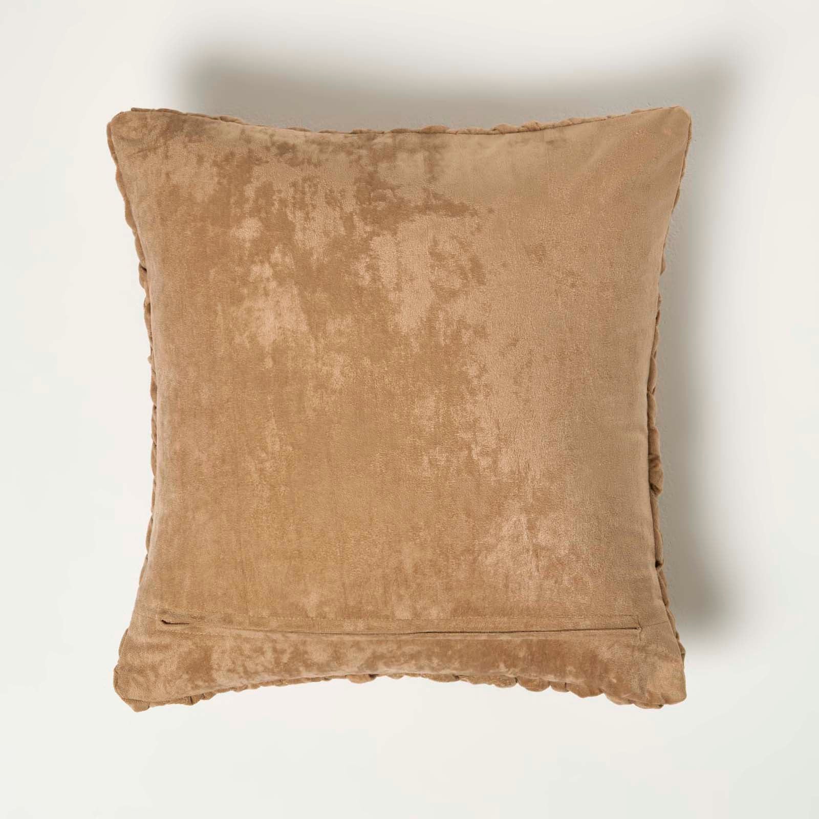 Sofia Pleated Velvet Cushion | 45cm x 45cm | Taupe