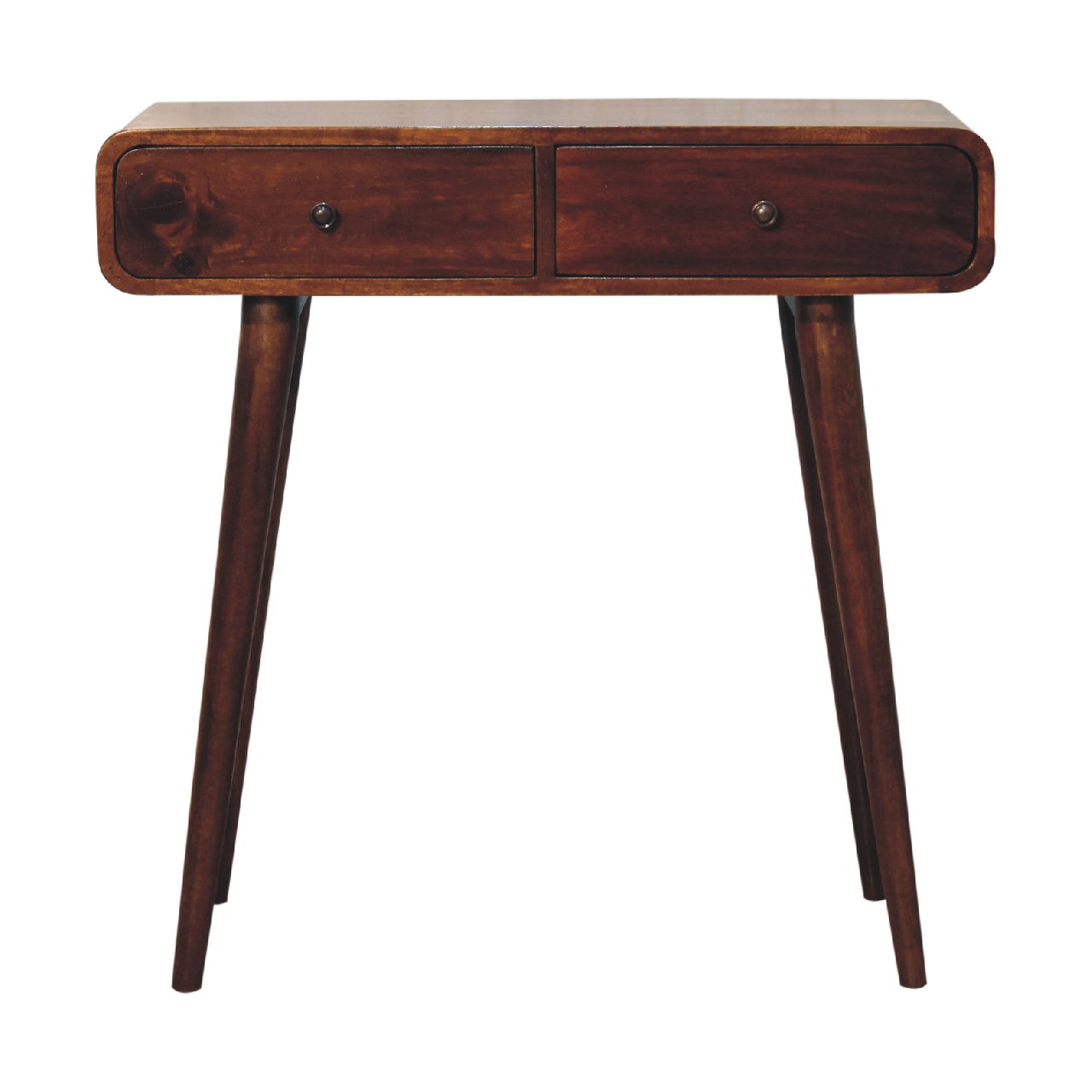 Solid Mango Wood Chestnut Curved Hallway Table