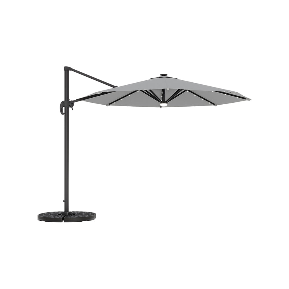 Living and Home Round Cantilever Parasol With Solar Light And Hdpe Parasol Base