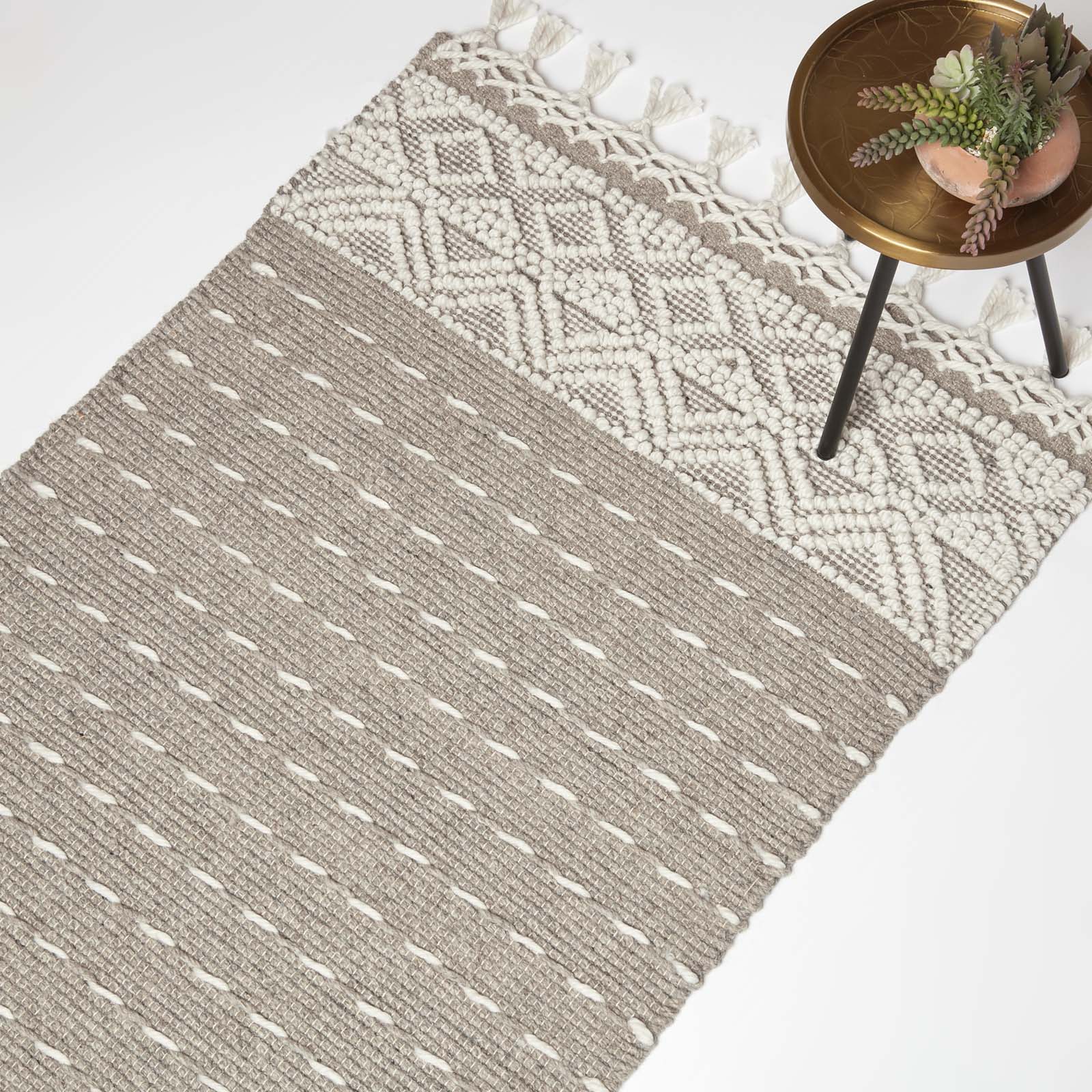 Patna Beige & Natural Kilim Wool Rug | 150cm x 220cm | Beige