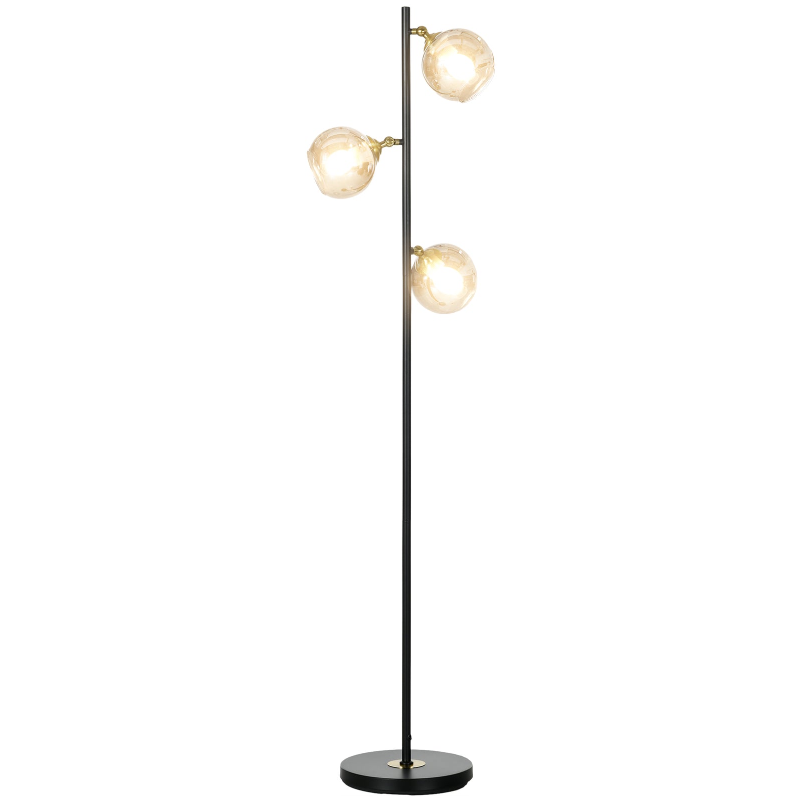 Modern Floor Lamp With Glass Global Shade 3 Light