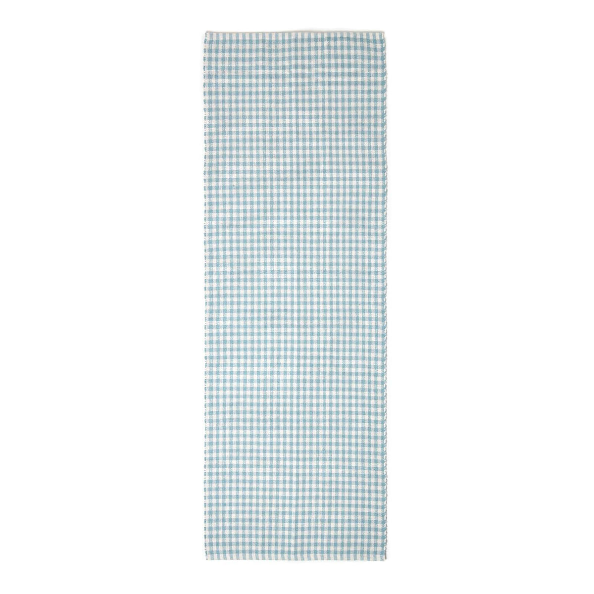 Cotton Gingham Check Rug Hand Woven | 200cm | Blue