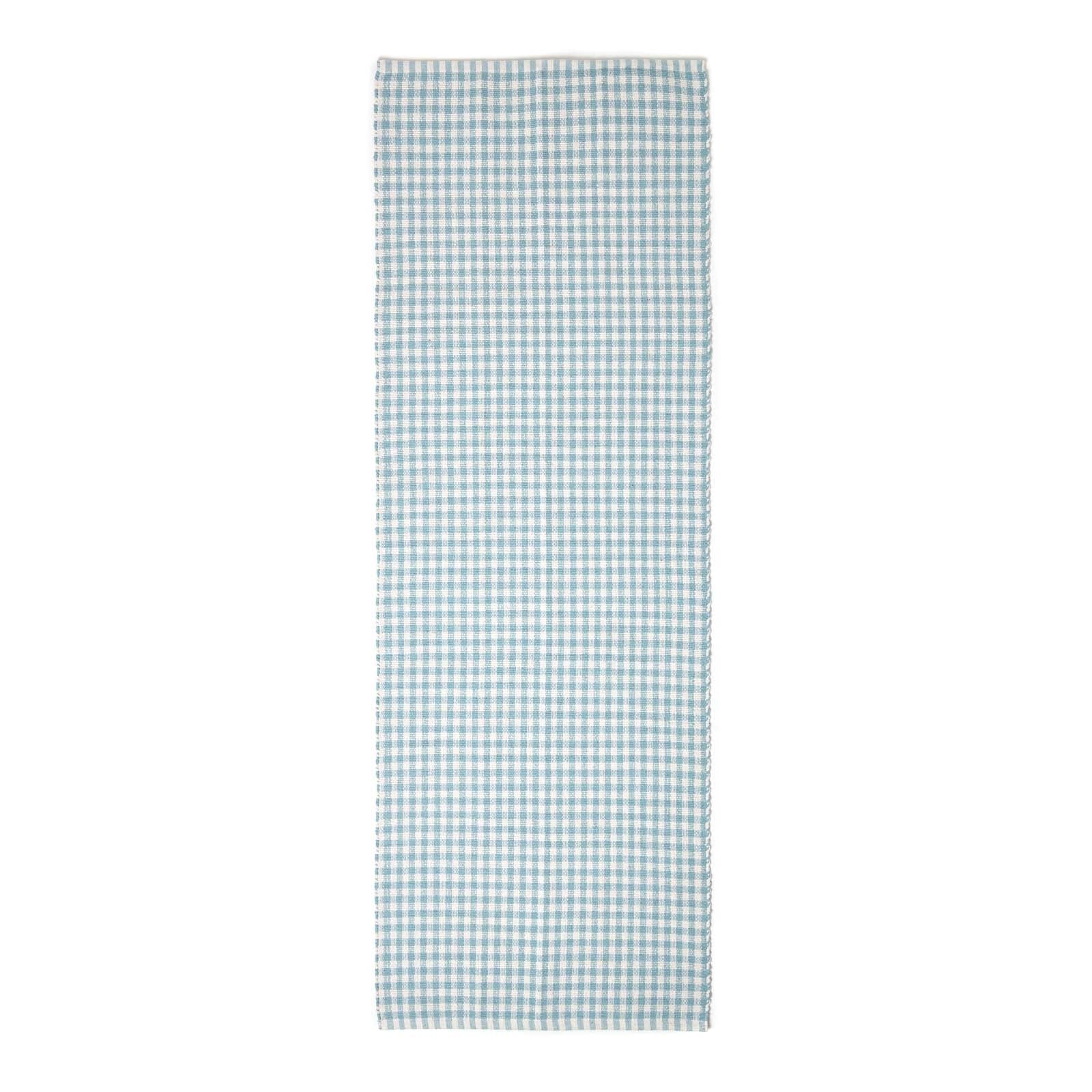 Cotton Gingham Check Rug Hand Woven | 200cm | Blue