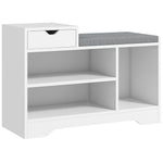 Upholstered Entryway Shoe Bench With Storage Drawer | One Size | White