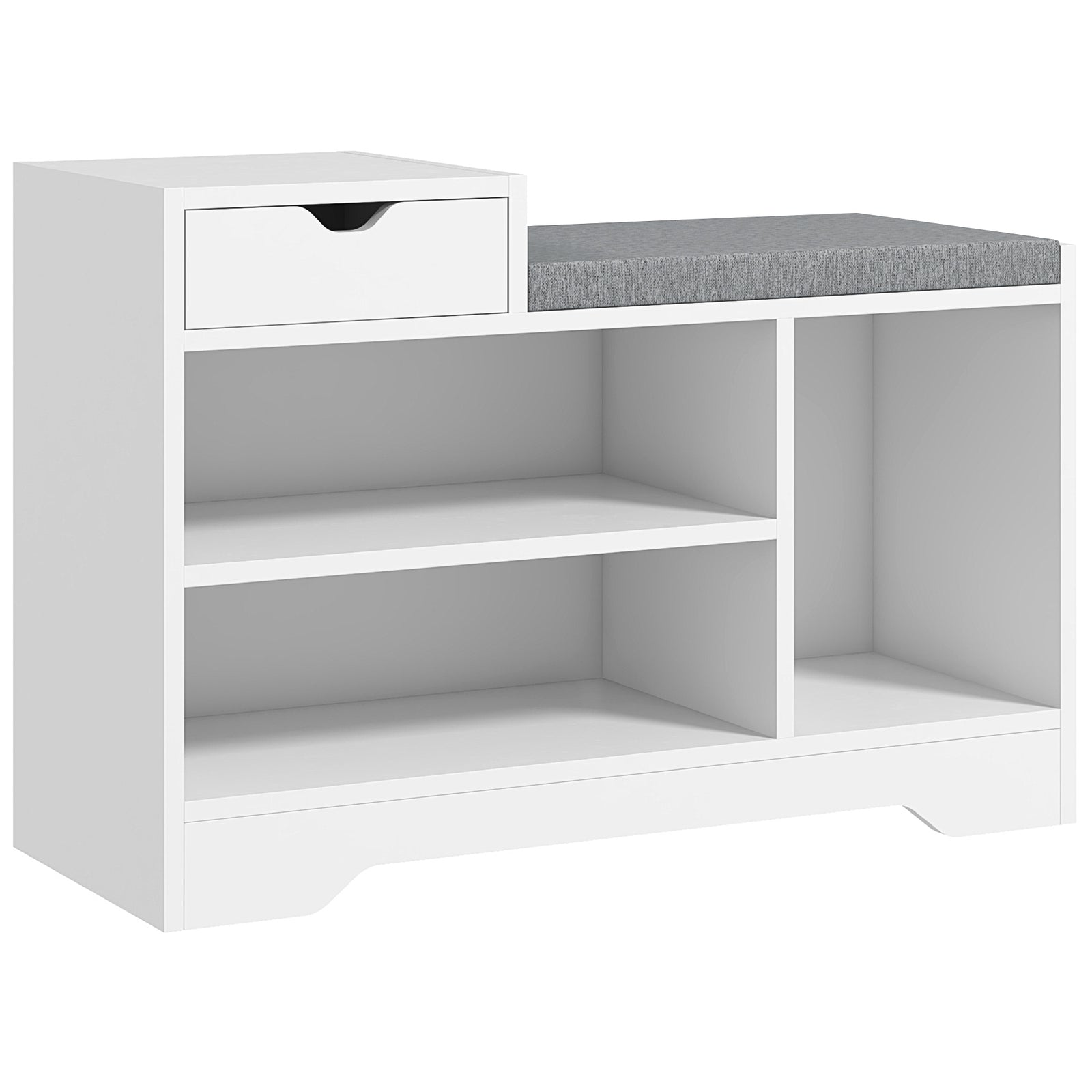 Upholstered Entryway Shoe Bench With Storage Drawer | One Size | White