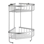 Chrome Two Tiered Corner Shower Basket Double Soap Caddy | Brushed Chrome