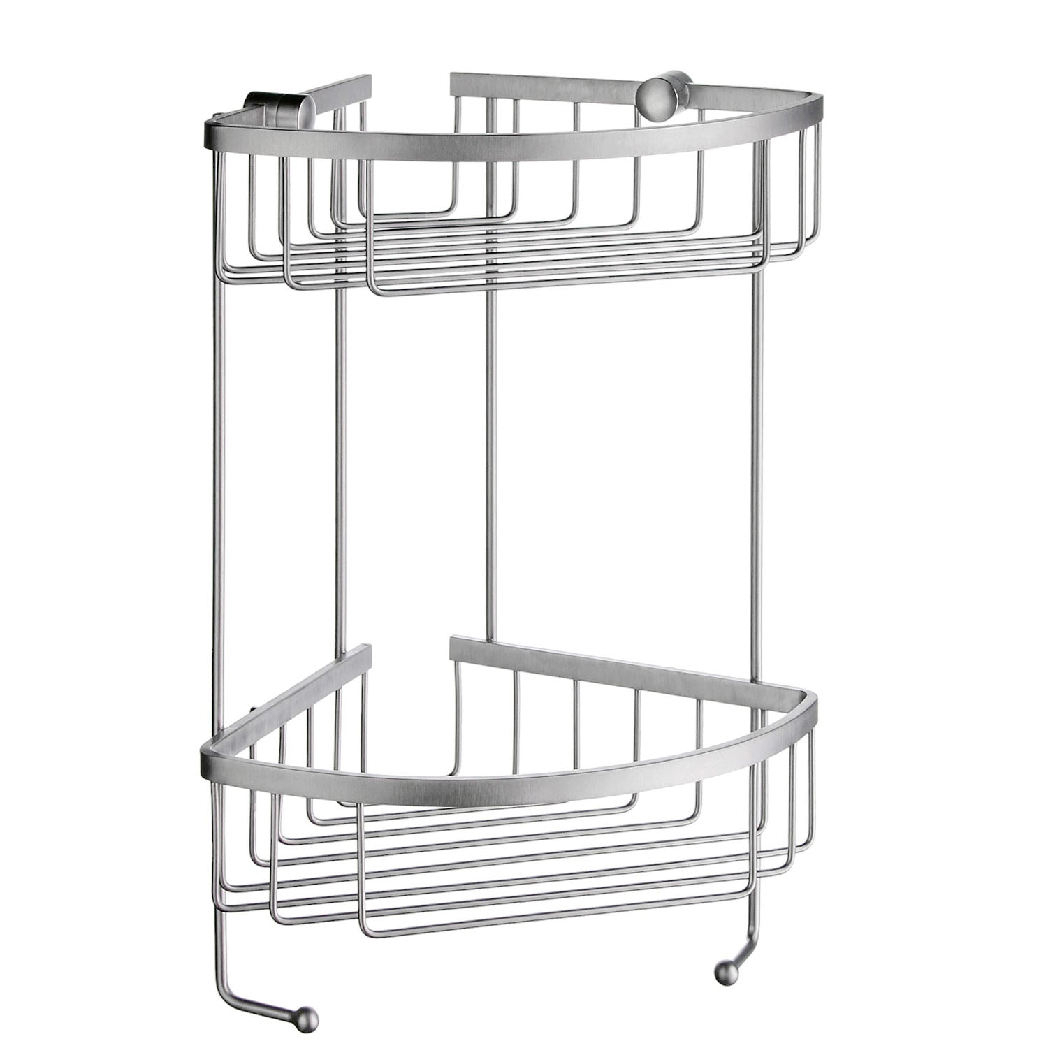 Chrome Two Tiered Corner Shower Basket Double Soap Caddy | Brushed Chrome