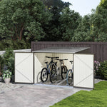 Outdoor Storage Shed Lockable Metal Tool House With Double Doors Fits 2/4 Bikes | Large | Grey