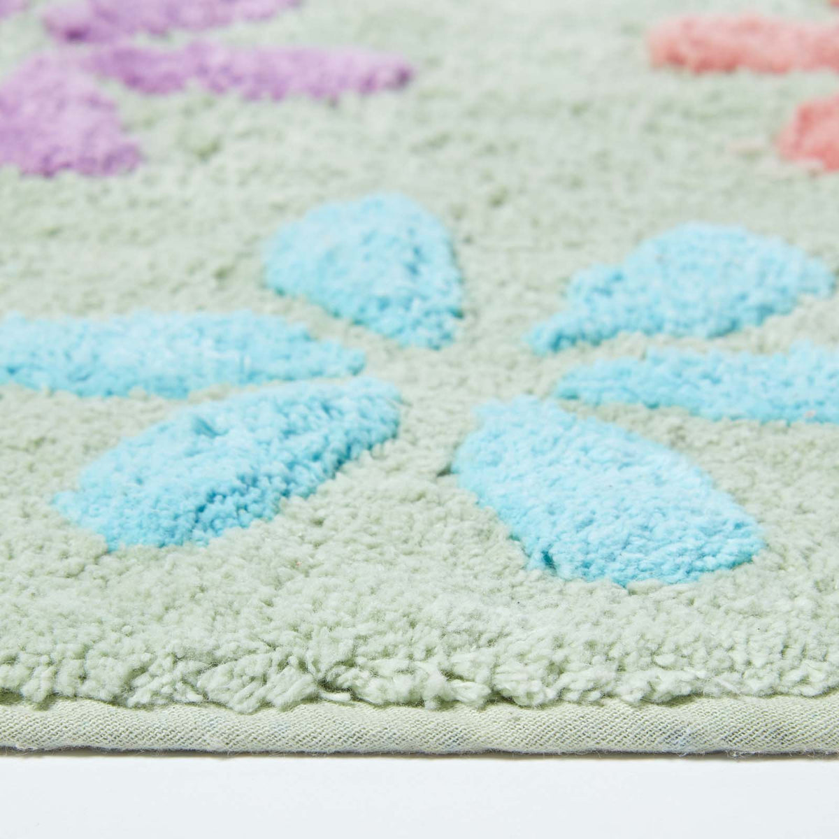 Floral Multi Colour Cotton Bath Mat | Bath Mat | Multi Colour