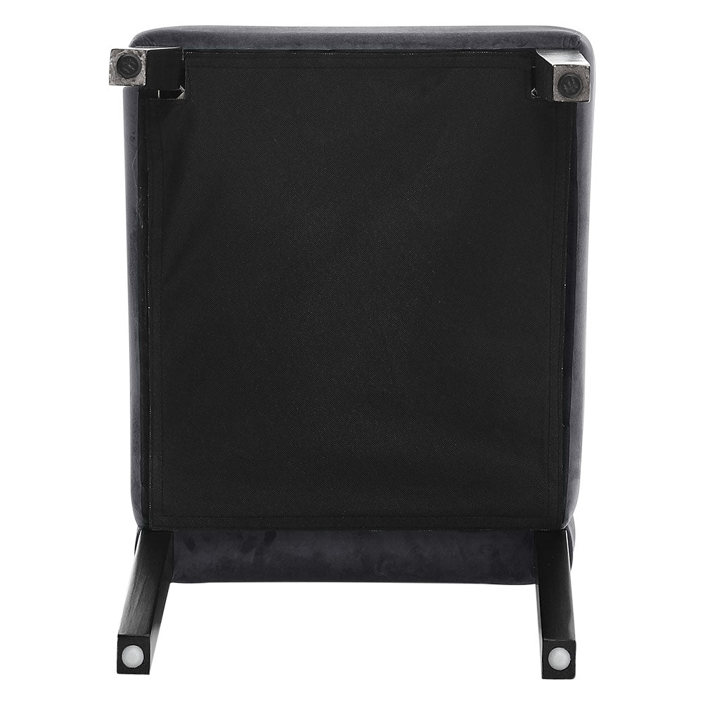 Set Of 2 Grey Velvet High Back Dinning Chair