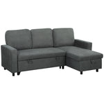 Pull Out Sofa Bed L Shape Corner Sofa W/ Reversible Chaise | Charcoal Gray