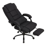 Ergonomic Black Linen Office Chair – High Back, Recline 135°, Built-in Footrest, Adjustable Height, 360° Swivel