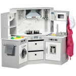 Toy Kitchen Playset W/ Running Water, Apron And Chef Hat - Grey