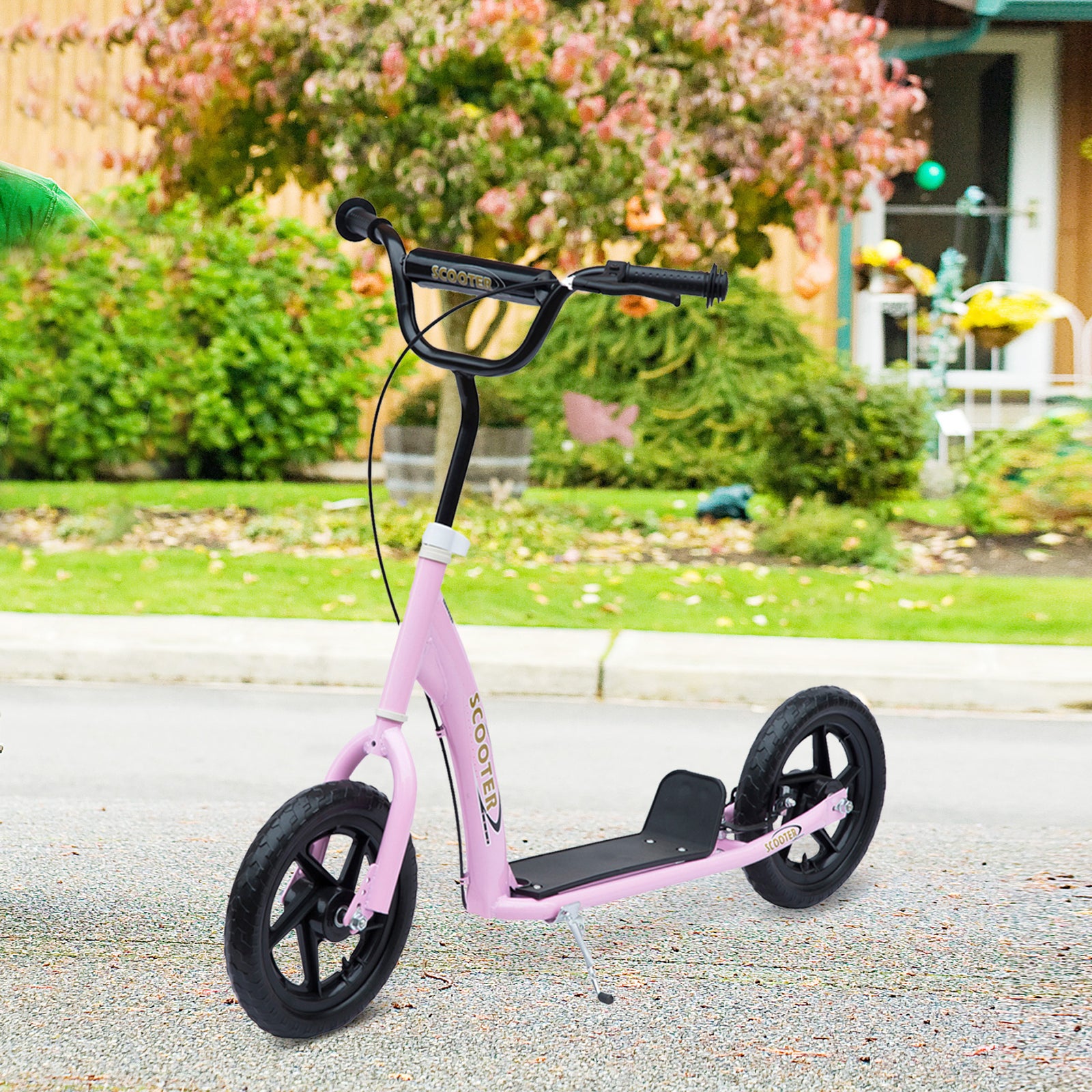 Push Scooter Teen Kids Stunt Bike Ride On With 12" Eva Tyres | Pink