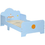 Kids Toddler Bed With Rocket And Planets Patterns, For Boys, Girls, Ages 3-6 Years | Blue