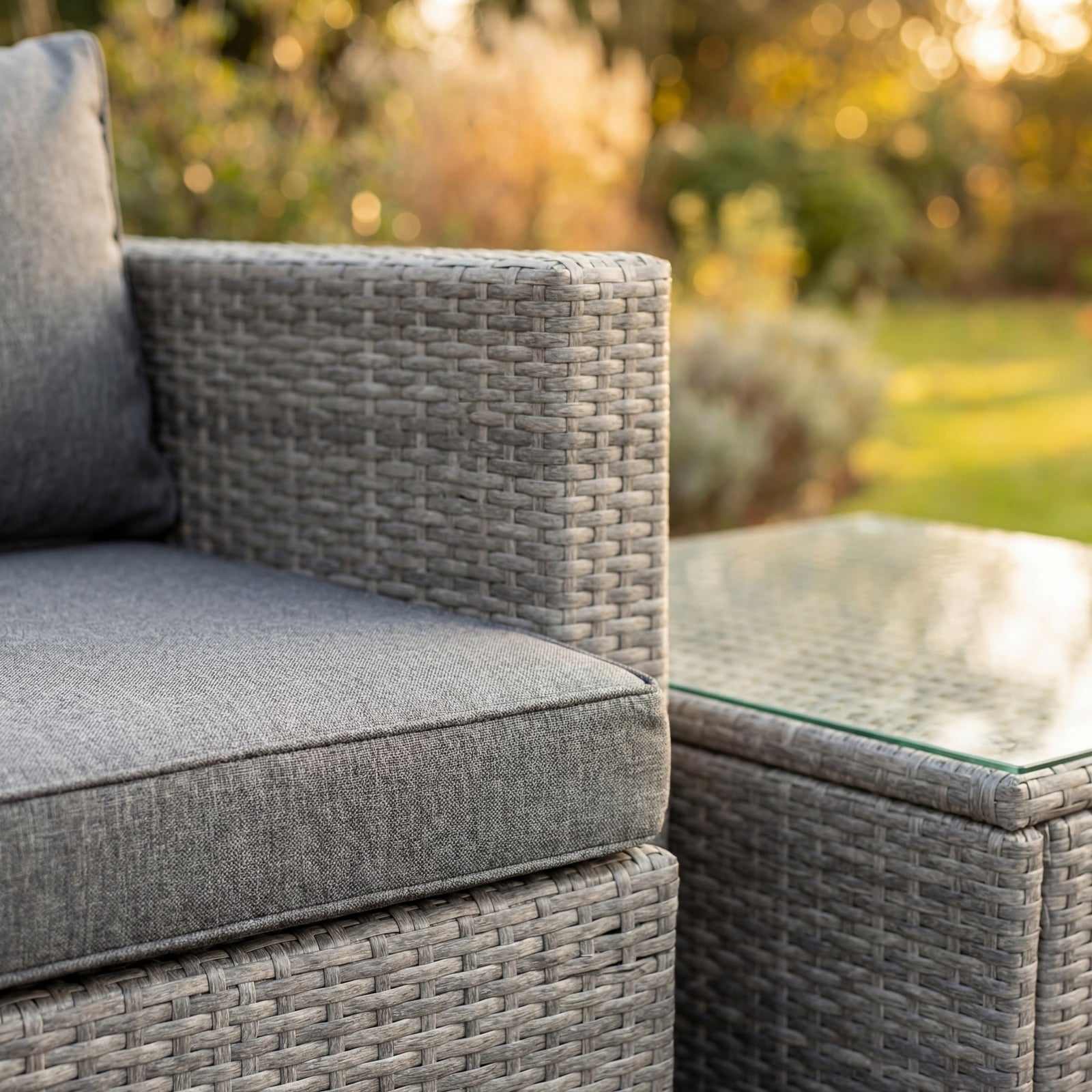Oliena 12 Seat Modular Rattan Large U-shape Garden Furniture | Grey