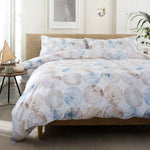 Mother Of Pearl Shell Print Duvet Cover Set 100 Percent Cotton With Subtle Coastal Tones And Piped Edge Finish | Double | Multi Colour