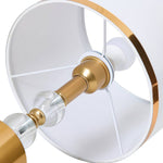 Gold & White Led Table Lamp With Crystal Accents – Cylindrical Fabric Shade, Adjustable Colour Temperature