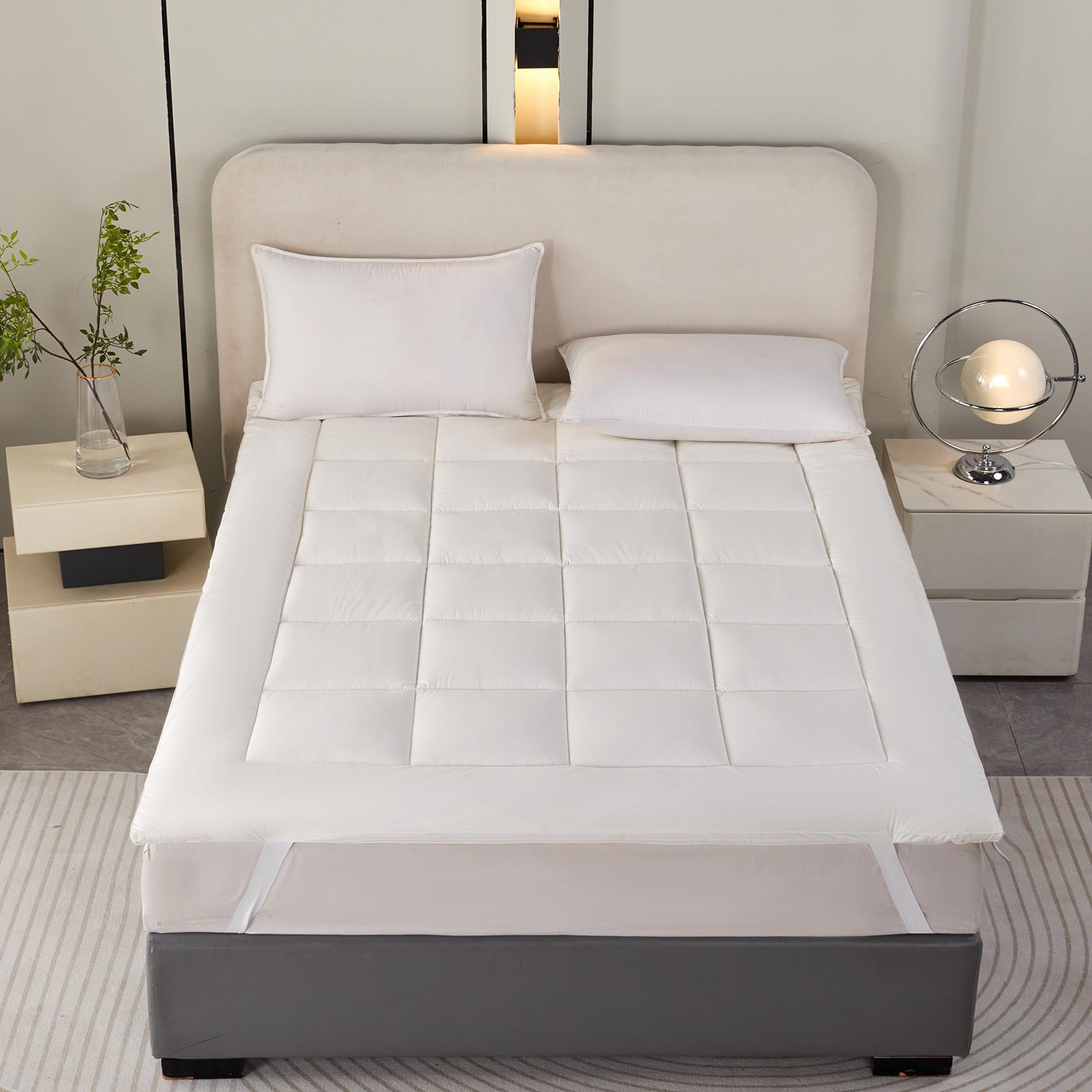 Premium Wool Mattress Topper Deep Fitting Comfort | King | White