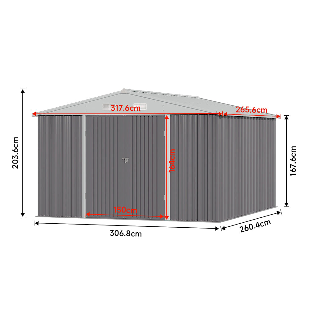 10x8ft Metal Storage Shed Storage Shed With Lockable Door
