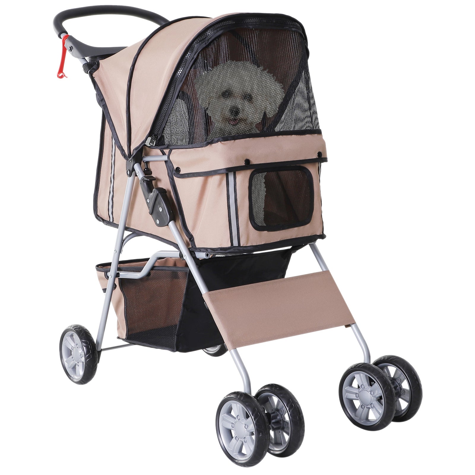 Pet Stroller Carrier Foldable Deluxe Jogger Walk Travel Dog Cat | Brown