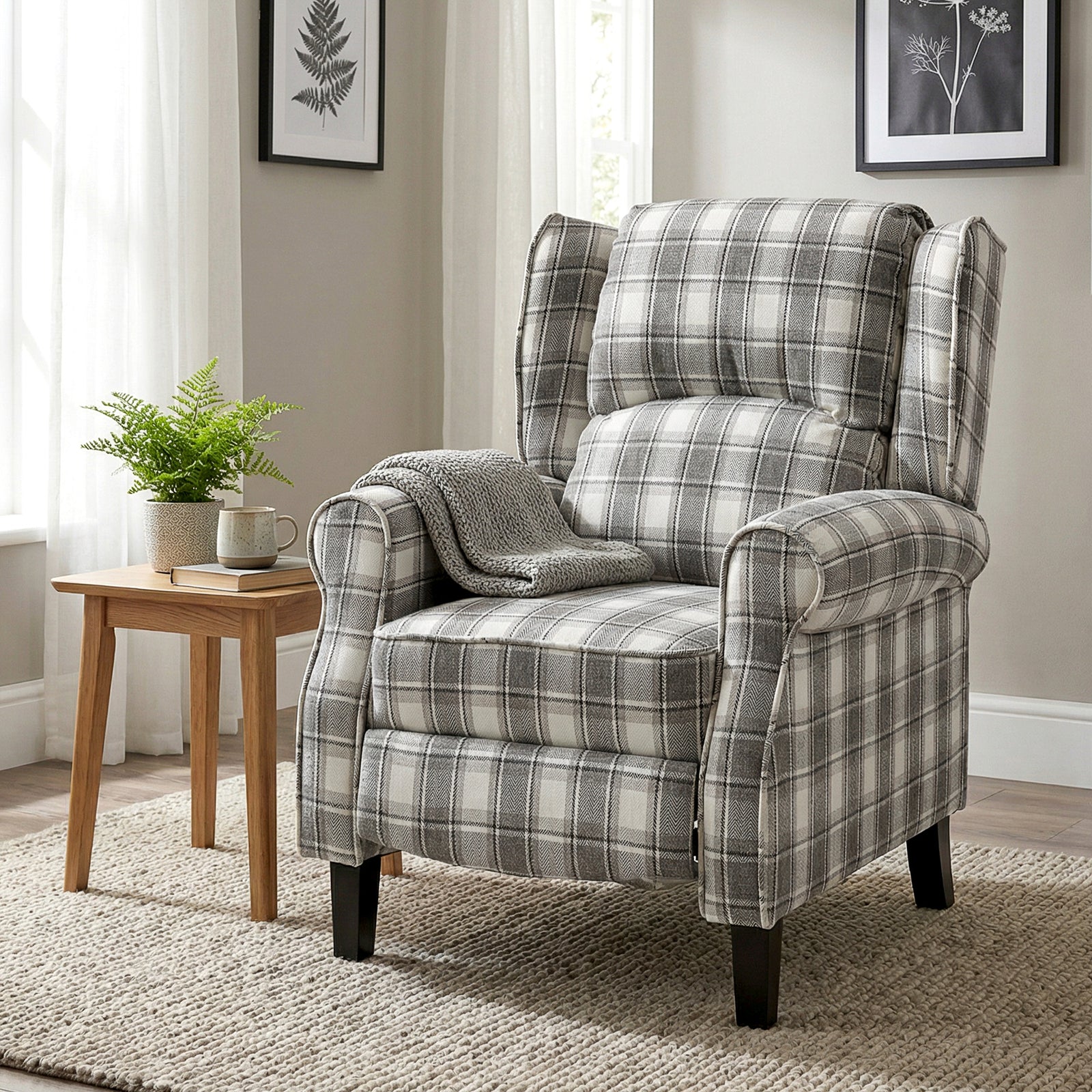 HOMCOM Recliner Chair For Living Room Wingback Chair With Padded Armrest