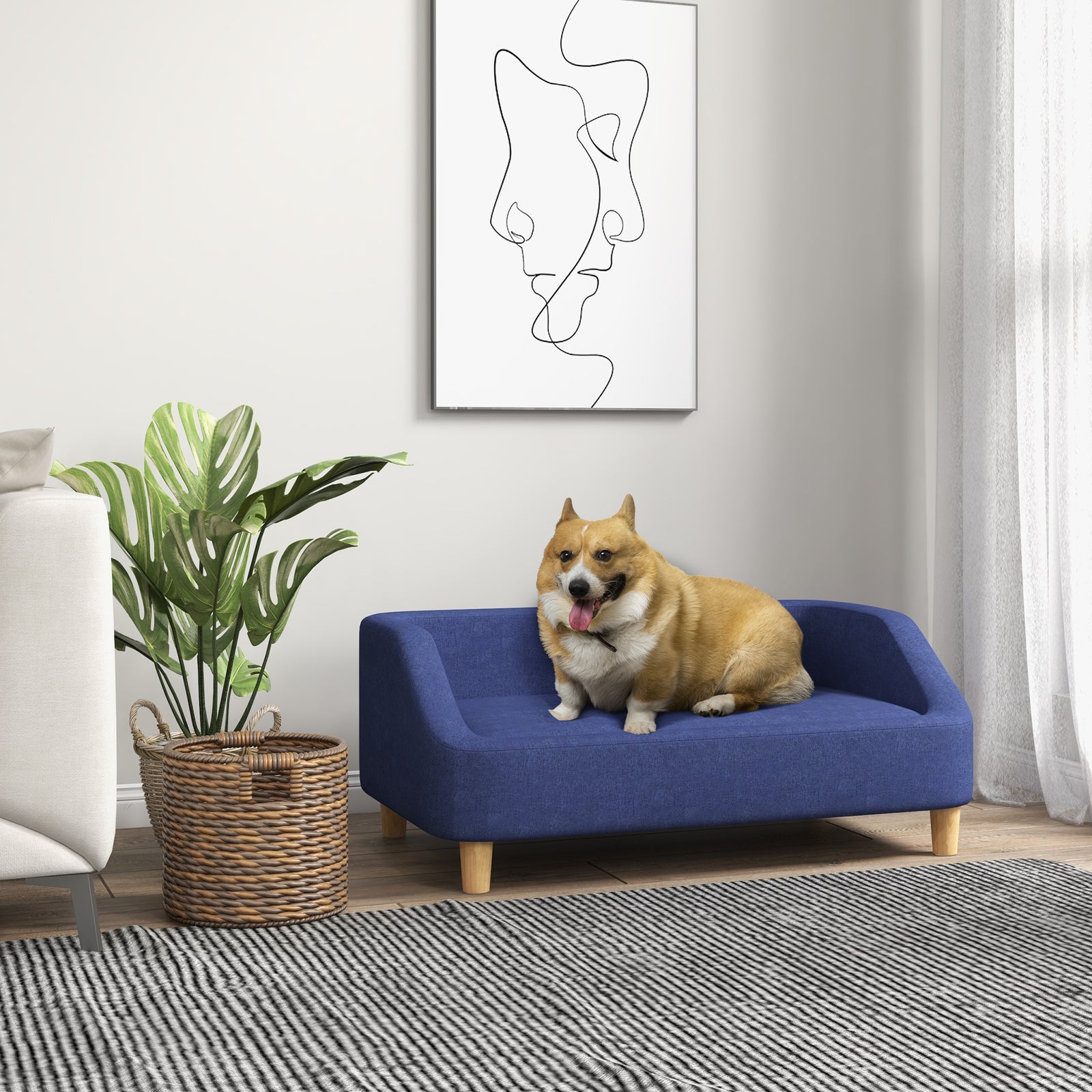 Dog Sofa Bed Cat Sofa W/ Soft Cushion For Small Medium Large Dogs | Blue