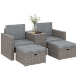 5 Piece Rattan Garden Furniture Set W/ Storage Table | Dark Grey