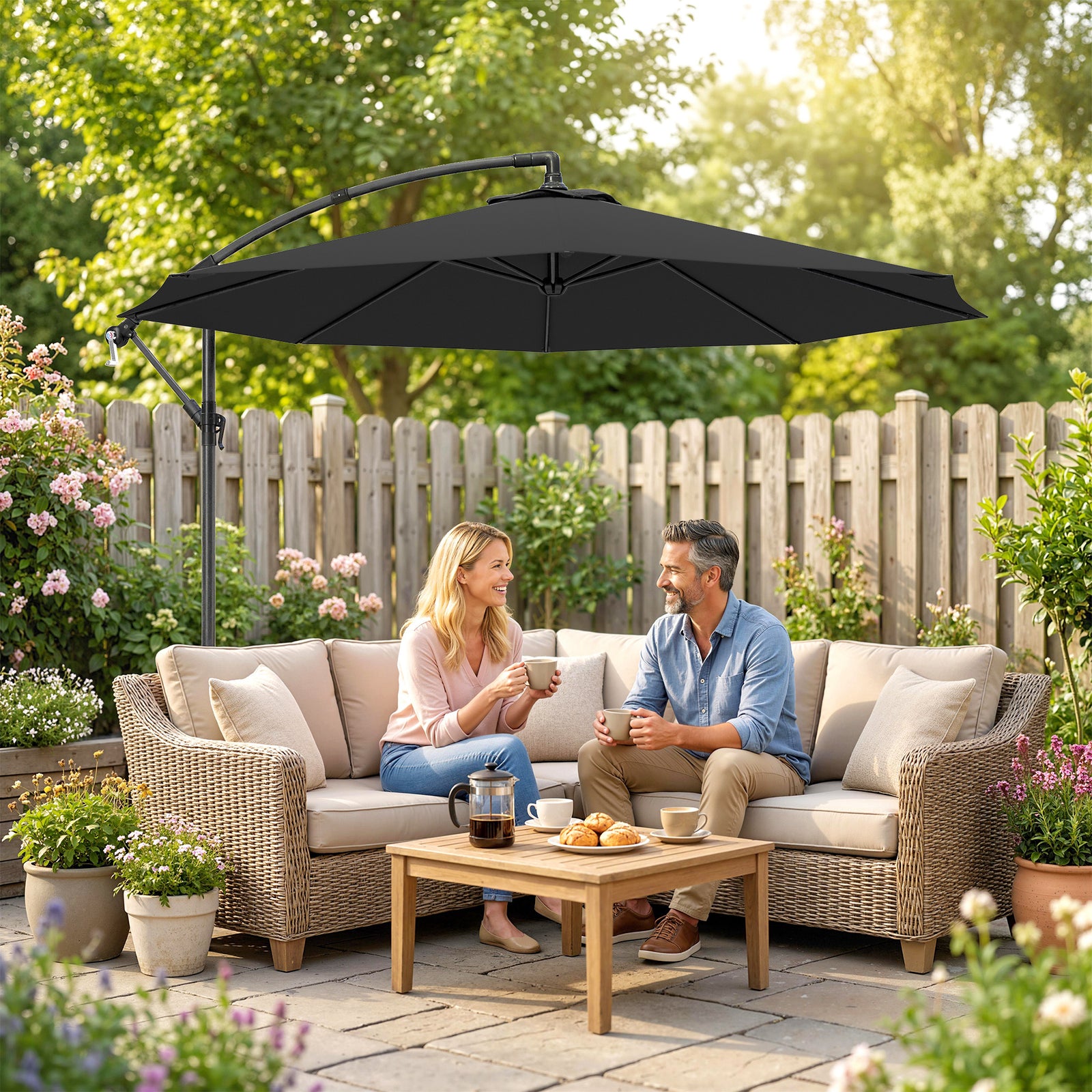 3(m) Banana Parasol Cantilever Umbrella Garden | Black