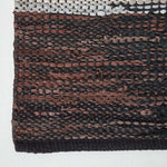 Black, Grey & Brown Real Leather Handwoven Cutshuttle Rug | 200cm | Black & Brown