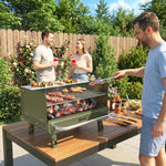 Portable Barbecue Grill With Adjustable Grates For Camping | Green