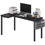 HOMCOM L-shaped Corner Desk Computer With Fabric Bag And Hooks, Black