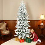 Pencil Christmas Tree With Snow, Realistic Tips, Easy Assembly | 6ft | Green