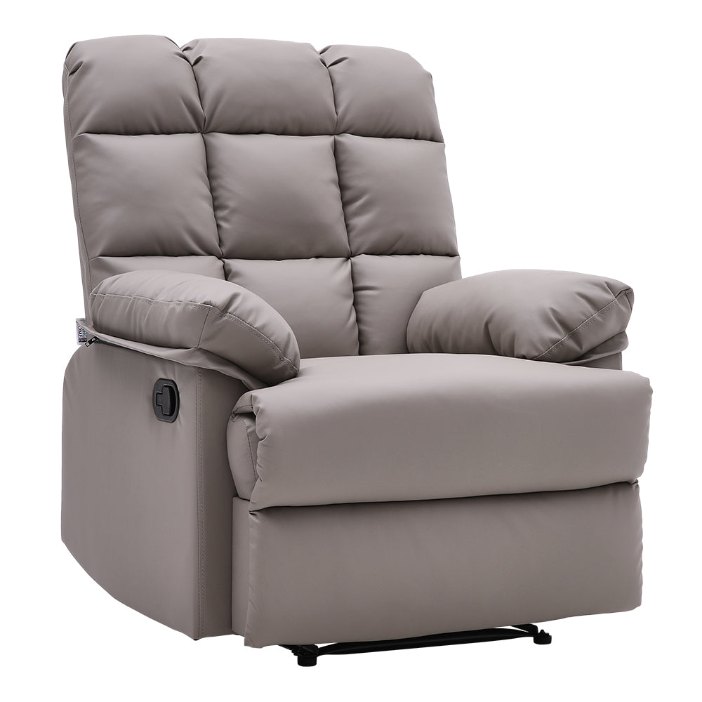 Faux Leather Recliner Armchair Modern Upholstered Lounge Chair With Adjustable Backrest & Footrest | Khaki