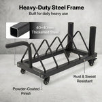 Centra Weight Plate Rack With 4 Plate Slots Wheels Horizontal Barbell Storage