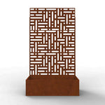 Metal Pre Rust Outdoor Privacy Screen With Plant Pot Geometric Garden Divider